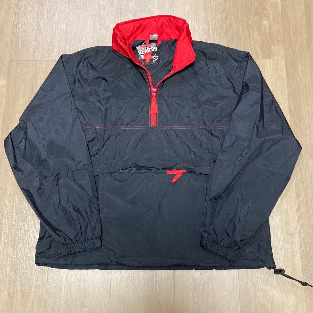 NEW Vintage 90s Marlboro Gear 99 Anorak Windbreaker Jacket Mens XL Black Red